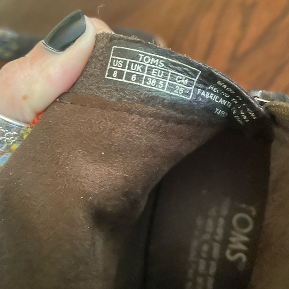 Toms Leila Sweater Knit Ankle Boots Womens Sz 8 Brown Suede Textile Block Heels - Picture 6 of 6